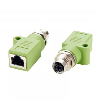 Adaptor EXSYS M12 X-Coded 8 pini mamă la RJ45 mamă, 10Gbps, IP67, alamă nichelată EX-49541