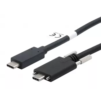 Cablu EXSYS USB 3.2 Gen 2x1 C-C cu șuruburi striate, 1 m, negru (EX-K1591V-1.0)