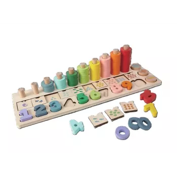 Jucărie de înșirat animale din lemn Gerardo's Toys GT61203, pentru copii de la 3 ani