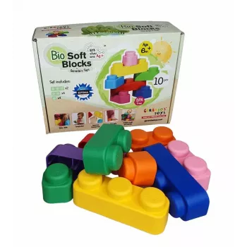 Set de cuburi moi de construcție Gerardo's Toys GT3108, 10 piese, spumă EVA, multicolor