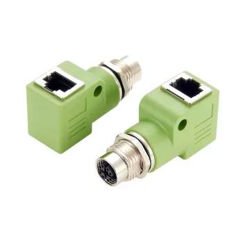 Adaptor EXSYS EX-49543 M12 X-Coded 8 pini mamă la RJ45 mamă 90°, 10GbE, IP67