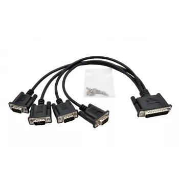 Cablu breakout serial EXSYS EX-OPTC44-9-SM Octopus 4 x 9 pini RS-232, HD44 tată la 4x DB9 tată, 0,6m, negru