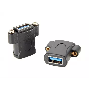 Adaptor de montaj în panou EXSYS EX-49301 USB 3.2 Gen 1, USB-A mamă la USB-A mamă, 5Gbps, negru