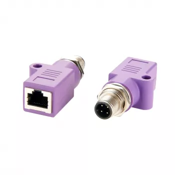 Adaptor Ethernet industrial blindat EXSYS EX-49520 M12 D-Code 4 pini tată la RJ45 mamă