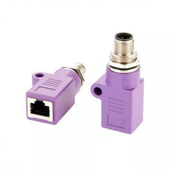 Adaptor Ethernet industrial blindat EXSYS EX-49520 M12 D-Code 4 pini tată la RJ45 mamă
