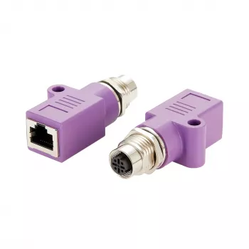 Adaptor Ethernet industrial EXSYS M12 D-Code 4 pini mamă la RJ45 mamă EX-49521