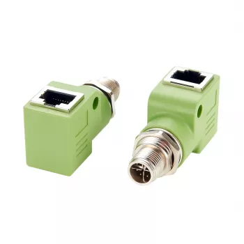 Adaptor Ethernet industrial EXSYS M12 X-codat 8 pini tată la RJ45 mamă 90°, 10Gbps, IP67, blindat EX-49542