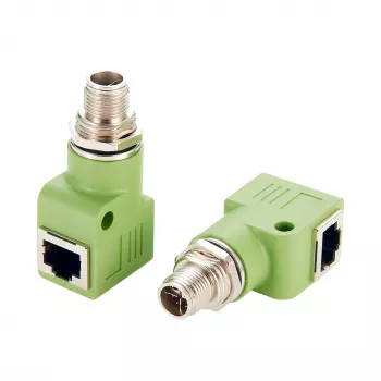 Adaptor Ethernet industrial EXSYS M12 X-codat 8 pini tată la RJ45 mamă 90°, 10Gbps, IP67, blindat EX-49542