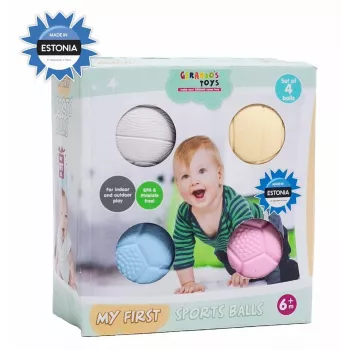 Set de mingi de masaj și senzoriale pentru bebeluși Gerardo's Toys GT7710, 4 piese, texturi și culori asortate, de la 6 luni