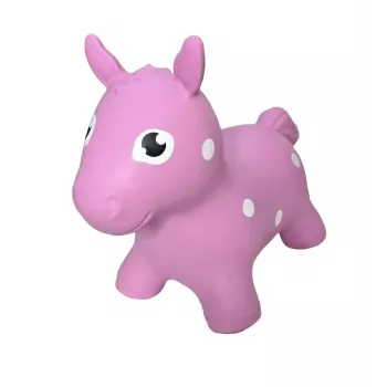 Gerardo's Toys Cal de sărit roz – jucărie animal săltăreț pentru copii, PVC rezistent, capacitate 50 kg, înălțime șa 28 cm, certificat CE și EN71