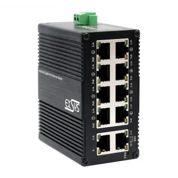 Switch industrial Mini Gigabit PoE+ cu 10 porturi EXSYS, administrat web (EX-62036MPOE)