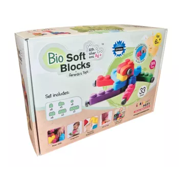 Set de cuburi moi de construcție Gerardo's Toys cu roți, 33 piese (25 cuburi + 8 piese roți)