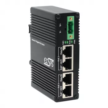 Injector PoE++ 10 Gigabit cu 2 porturi 90W EXSYS, de la -40°C la +80°C (EX-60350)