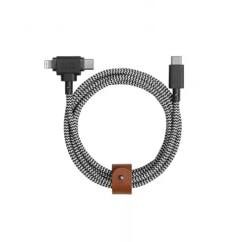 Native Union Belt Cable Duo cablu împletit USB-C la USB-C/Lightning 1,5 m negru