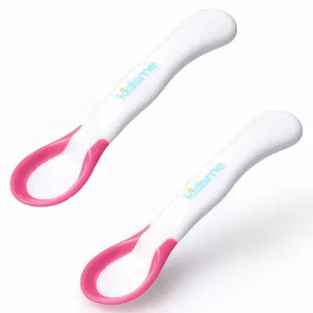 Linguri de hrănire pentru bebeluși cu indicator de temperatură Kidsme, lavandă, pachet de 2, 6+ luni