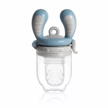 Dispozitiv de hrănire Kidsme Food Feeder Medium Azure – mușcător din silicon pentru fructe și legume pentru bebeluși, 4m+