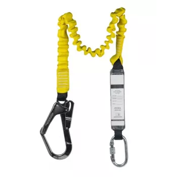 Curea de siguranță anticădere C.K Tools T8008 cu amortizor de energie, 2m, o singură picior, carabinier din oțel și cârlig pentru schelă, EN 354/355/362