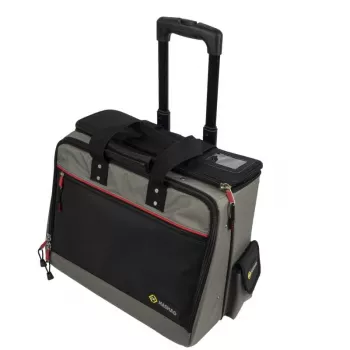 Valiză de scule cu rotile C.K Tools Magma pentru tehnicieni, 50+ buzunare, mâner telescopic, negru/roșu (MA2652)