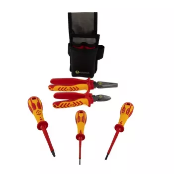 Set de scule esențiale C.K T5980, VDE 1000 V, cu husă Magma, CombiCutter3 160 mm, clește combinat 185 mm și 3 șurubelnițe Dextro VDE