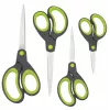 Rapesco Soft Grip Scissors Set, 4 Pieces, Stainless Steel Blades, Ergonomic Handles, 21cm/17cm/13cm/9cm, Black/Grey 1576