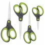 Set de foarfece Rapesco Soft Grip, 4 piese, lame din oțel inoxidabil, mânere ergonomice, 21cm/17cm/13cm/9cm, negru/gri 1576