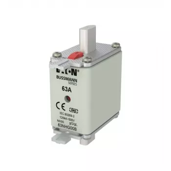 Fuzibil NH Eaton 63NHG00B, 63 A 500 V AC gG, mărimea 00, cu indicator mecanic (set de 3)