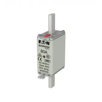 Fuzibil NH Eaton 80NHG0B, mărimea 0, 80 A, 500 V AC, gG, indicator mecanic, set de 3