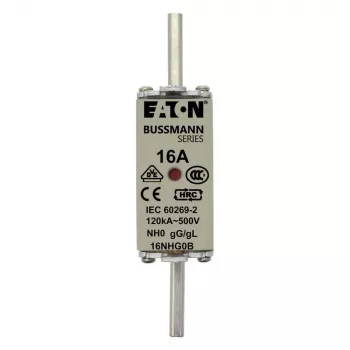 Fuzibil NH Eaton 6NHG0B cu indicator mecanic, mărime NH0, 6 A, 500 V AC, gG, pachet de 3