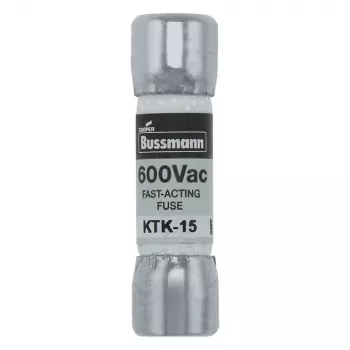 Siguranță fuzibilă cu cartuș Eaton KTK-15, 15 A, 600 V AC/DC, super rapidă, 10 mm x 38 mm, set de 10 bucăți