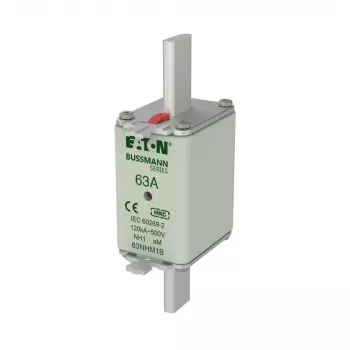 Fuzibil NH Eaton 63NHM1B, mărimea 1, 63 A, 500 V AC, gG, set de 3 bucăți