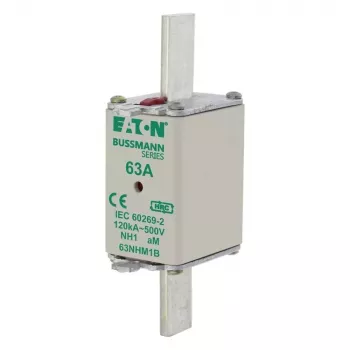 Fuzibil NH Eaton 63NHM1B, mărimea 1, 63 A, 500 V AC, gG, set de 3 bucăți