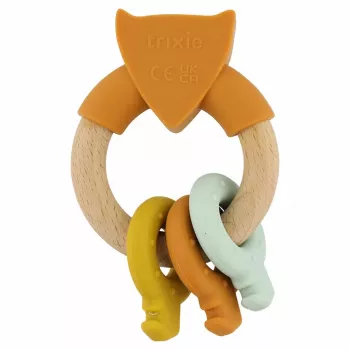 Jucărie dentară pentru bebeluși Trixie din lemn și silicon, vulpe, 0m+