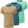 Tricouri bărbați 4F M4481, set de 3, bej, albastru, verde mentă, 4FWSS26TTSHM4481 91S, 2XL