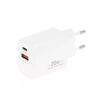 Încărcător MOVANO GaN 20W USB-C PD + USB-A (alb)
