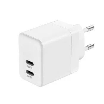 Încărcător de perete CRONG 35W dual USB-C PD 3.0 PPS GaN - alb