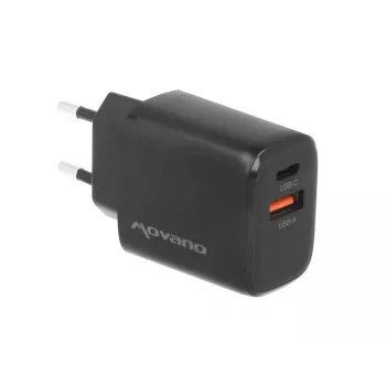 Încărcător de perete MOVANO GaN 30W USB-C PD + USB-A (negru)