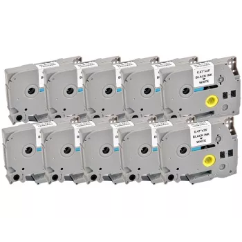 Cartuș bandă etichetă compatibil G&G 20100 pentru Brother TZe-231, 12 mm, negru pe alb, pachet de 10
