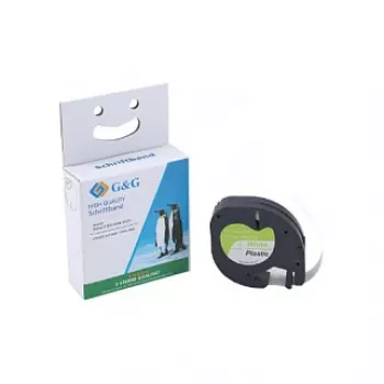 Cartuș bandă etichetă G&G BM-D-G-91221 12mm x 4m alb/negru pentru DYMO