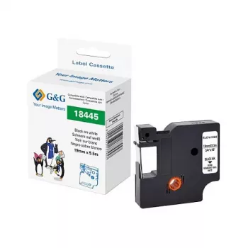 Bandă etichetă compatibilă G&G Rhino 21680 19 mm negru pe alb pentru Dymo Rhino