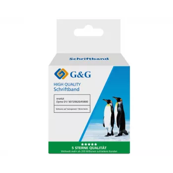 Bandă etichetă compatibilă Dymo D1 G&G 19mm x 7m negru pe transparent (5DY45800-TD)