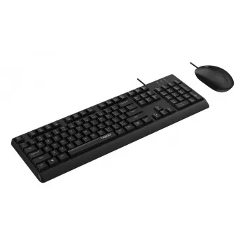 Set tastatură și mouse cu fir Rapoo NX1500, Full-Size QWERTZ, negru R-13100