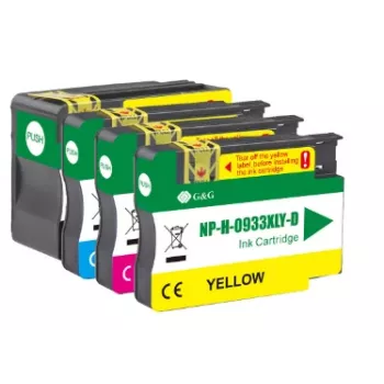Set de 4 cartușe de cerneală compatibile G&G negru/cyan/magenta/galben pentru HP 932XL/933XL (GP-H932XLBK/933XLCMY-4P)