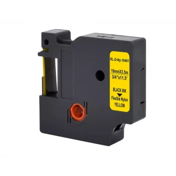 Bandă etichetă G&G Rhino 21698 19 mm negru pe galben (înlocuiește DYMO 18491)