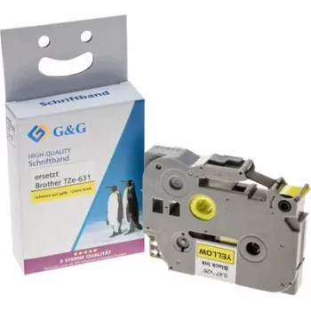 Cartuș bandă de etichetat G&G Brother TZe-631 negru pe galben 12mm 8m 14957
