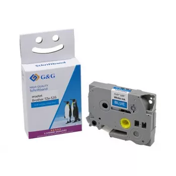 Cartuș bandă de etichetat G&G BB-B-G-535 compatibil cu Brother TZe-535, albastru/alb, 12mm x 8m