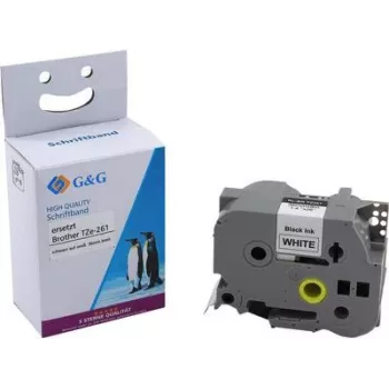 Bandă de etichetat laminată G&G compatibilă Brother TZe-261 negru pe alb 36mm 14975