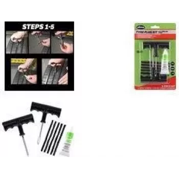 Set de reparație anvelope cu dopuri IWH Slime, set de reparație anvelope tubeless de 8 piese cu unelte cu mâner în T și 5 dopuri din cauciuc butilic 20500