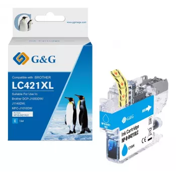 Cartuș de cerneală compatibil G&G Brother LC421XLC cyan cu randament ridicat (500 pagini)