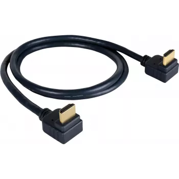 Cablu HDMI High-Speed Kramer seria C-HM/RA2 C-HM/RA2-6 cu Ethernet, HDMI tată în unghi la HDMI tată în unghi, 1,8 m, triplu ecranat, gri, suport 4K 97-0144006