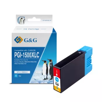 Cartuș de cerneală cyan cu randament înalt G&G compatibil cu Canon PGI-1500XLC (9229B001)